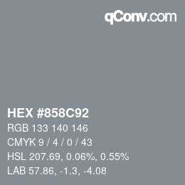 カラーコード: HEX #858C92 | qconv.com