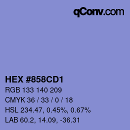 カラーコード: HEX #858CD1 | qconv.com