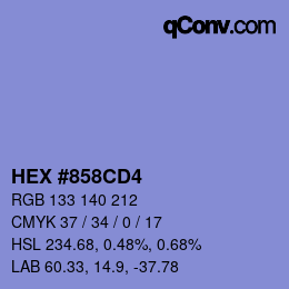 Color code: HEX #858CD4 | qconv.com