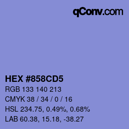 カラーコード: HEX #858CD5 | qconv.com