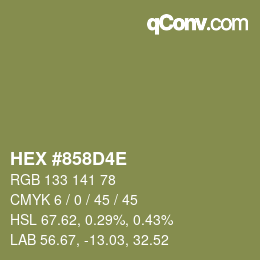 カラーコード: HEX #858D4E | qconv.com
