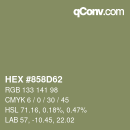 Farbcode: HEX #858D62 | qconv.com