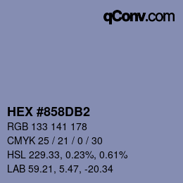 颜色代码: HEX #858DB2 | qconv.com