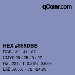カラーコード: HEX #858DBB | qconv.com