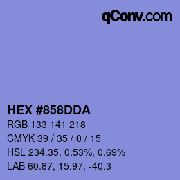カラーコード: HEX #858DDA | qconv.com