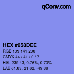 カラーコード: HEX #858DEE | qconv.com