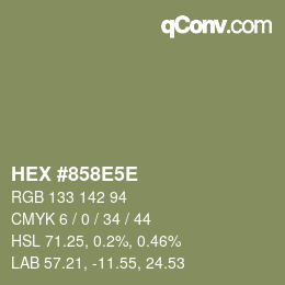 Color code: HEX #858E5E | qconv.com