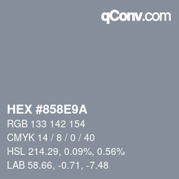 Color code: HEX #858E9A | qconv.com