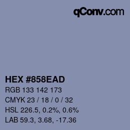 Color code: HEX #858EAD | qconv.com