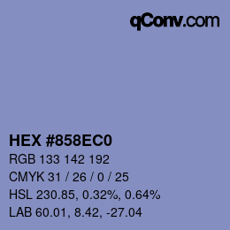 カラーコード: HEX #858EC0 | qconv.com
