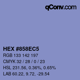 カラーコード: HEX #858EC5 | qconv.com