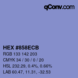 颜色代码: HEX #858ECB | qconv.com