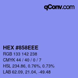 カラーコード: HEX #858EEE | qconv.com