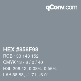 カラーコード: HEX #858F98 | qconv.com