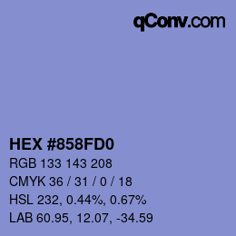 カラーコード: HEX #858FD0 | qconv.com
