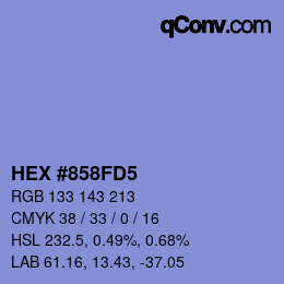 Color code: HEX #858FD5 | qconv.com