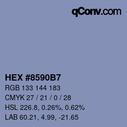 颜色代码: HEX #8590B7 | qconv.com