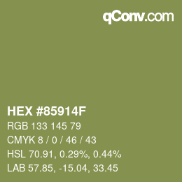 Farbcode: HEX #85914F | qconv.com