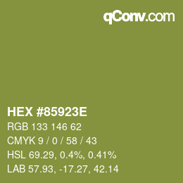 Color code: HEX #85923E | qconv.com