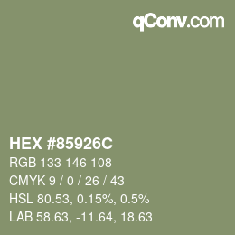 Color code: HEX #85926C | qconv.com