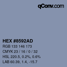 Código de color: HEX #8592AD | qconv.com