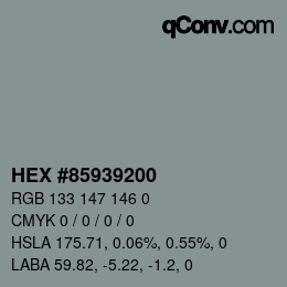 Color code: HEX #85939200 | qconv.com