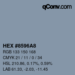 カラーコード: HEX #8596A8 | qconv.com