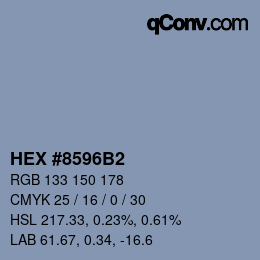 カラーコード: HEX #8596B2 | qconv.com