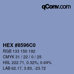 カラーコード: HEX #8596C0 | qconv.com
