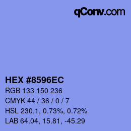Color code: HEX #8596EC | qconv.com