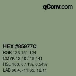Farbcode: HEX #85977C | qconv.com