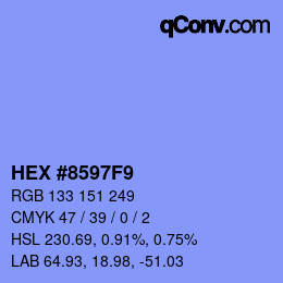カラーコード: HEX #8597F9 | qconv.com