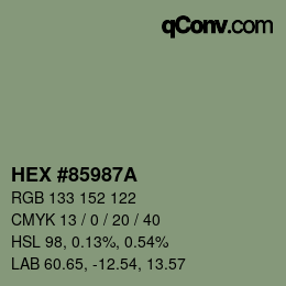 Color code: HEX #85987A | qconv.com