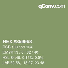 Color code: HEX #859968 | qconv.com