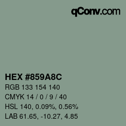 Color code: HEX #859A8C | qconv.com