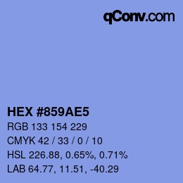 Farbcode: HEX #859AE5 | qconv.com