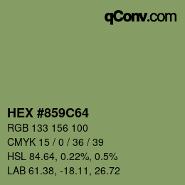 Color code: HEX #859C64 | qconv.com