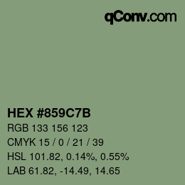 Color code: HEX #859C7B | qconv.com