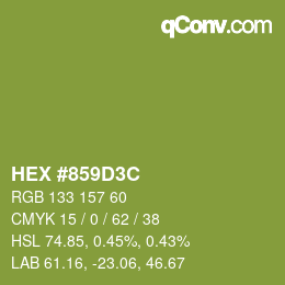 Color code: HEX #859D3C | qconv.com