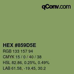 Color code: HEX #859D5E | qconv.com