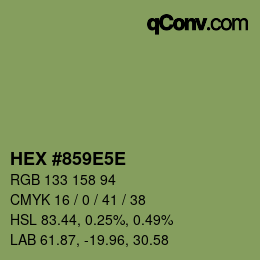 颜色代码: HEX #859E5E | qconv.com