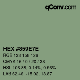 Color code: HEX #859E7E | qconv.com