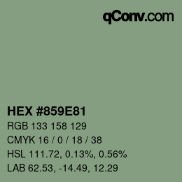 カラーコード: HEX #859E81 | qconv.com