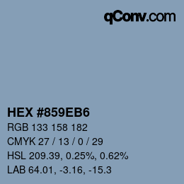 Farbcode: HEX #859EB6 | qconv.com
