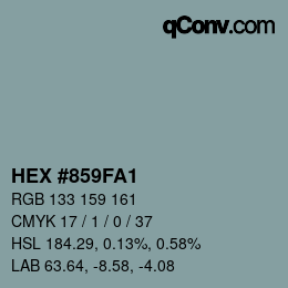 颜色代码: HEX #859FA1 | qconv.com