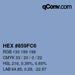 颜色代码: HEX #859FC6 | qconv.com