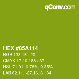 カラーコード: HEX #85A114 | qconv.com