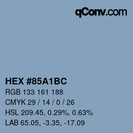 Color code: HEX #85A1BC | qconv.com