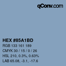颜色代码: HEX #85A1BD | qconv.com