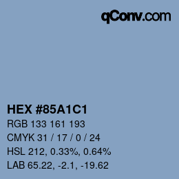Code couleur: HEX #85A1C1 | qconv.com